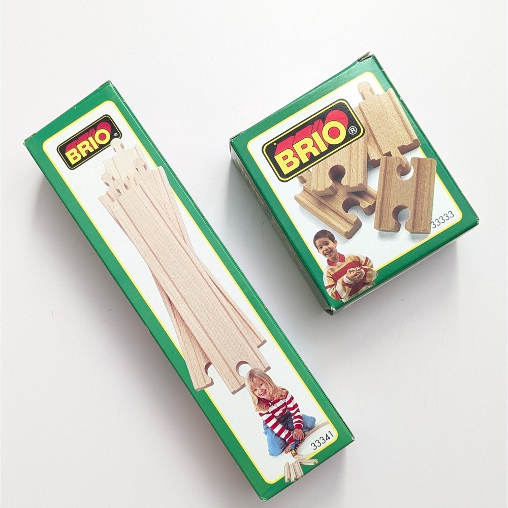 BRIO 9" Straight Tracks 33341 & 2" Mini Tracks 33333 Wooden Railway 1980s NOS